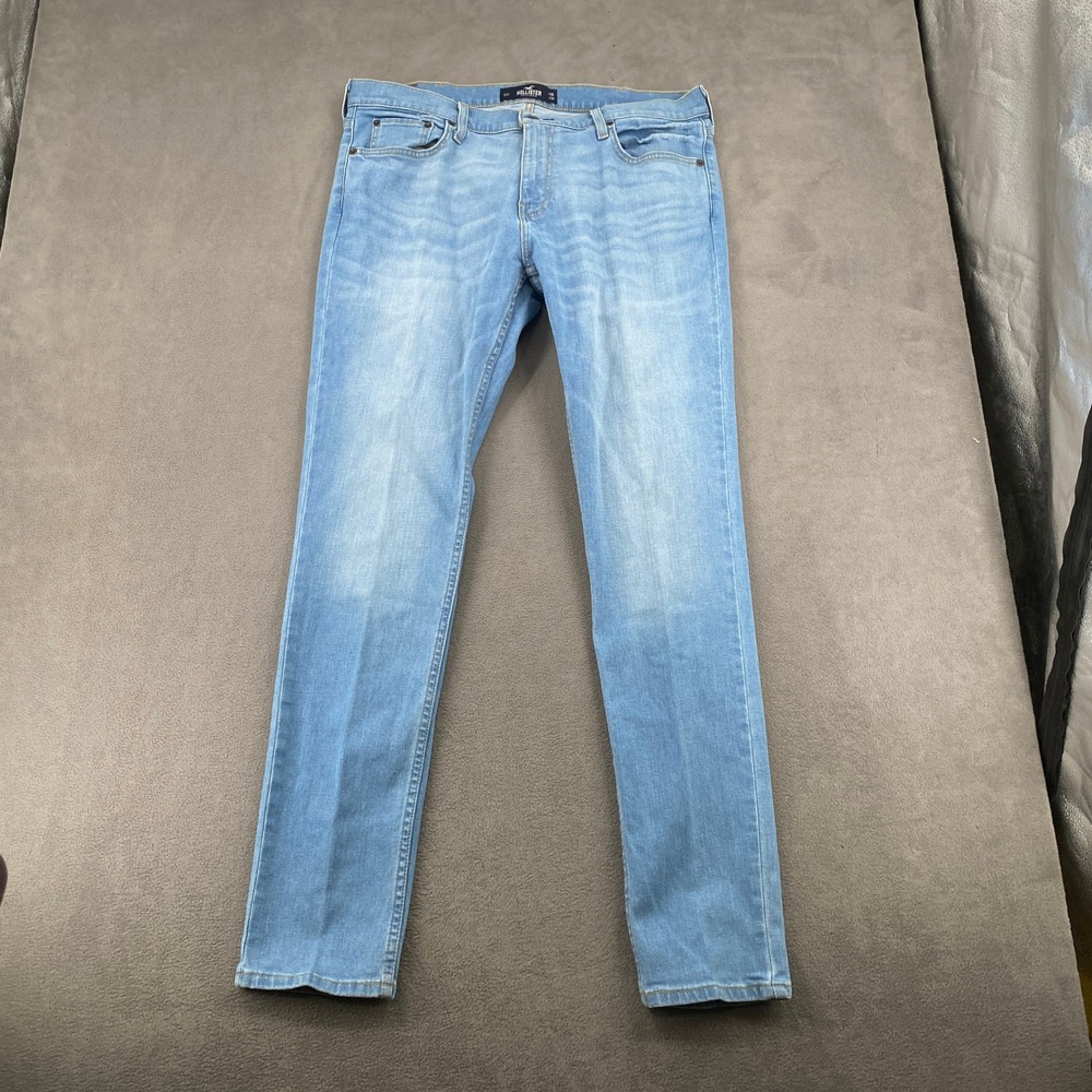 Hollister Mens Slim Straight Jeans Light Wash Blue Denim 36x34 33102248
